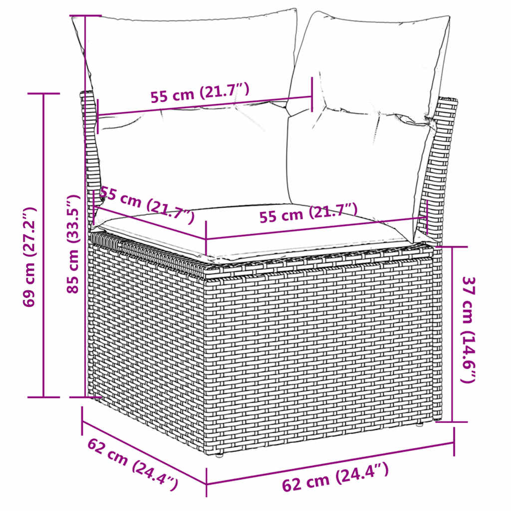 vidaXL Σαλόνι Κήπου 5 Τεμαχίων Γκρι από Συνθετικό Ρατάν με Μαξιλάρια