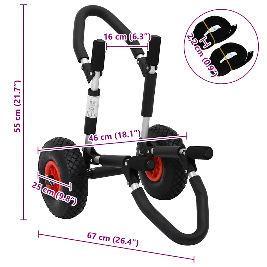vidaXL Καροτσάκι SUP για ιστιοσανίδα Πτυσσόμενο 45 κ. Αλουμινίου