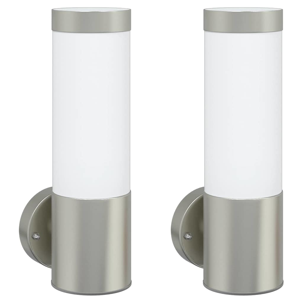 vidaXL Εξωτερικά Φωτιστικά Τοίχου 2 pcs Ασημί 12 x 7.5 x 27 εκ