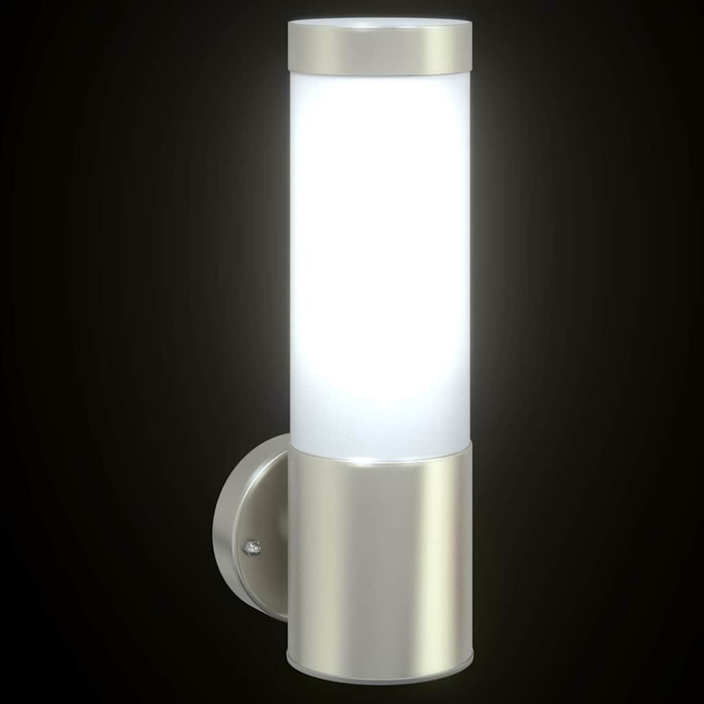vidaXL Εξωτερικά Φωτιστικά Τοίχου 2 pcs Ασημί 12 x 7.5 x 27 εκ