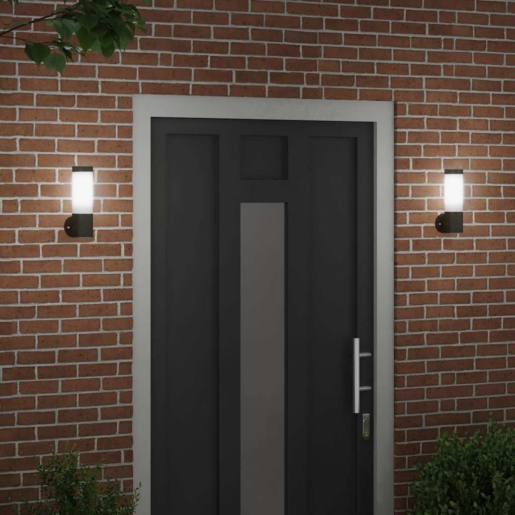 vidaXL Εξωτερικά Φωτιστικά Τοίχου 2 pcs Μαύρο 12 x 7.5 x 27 εκ