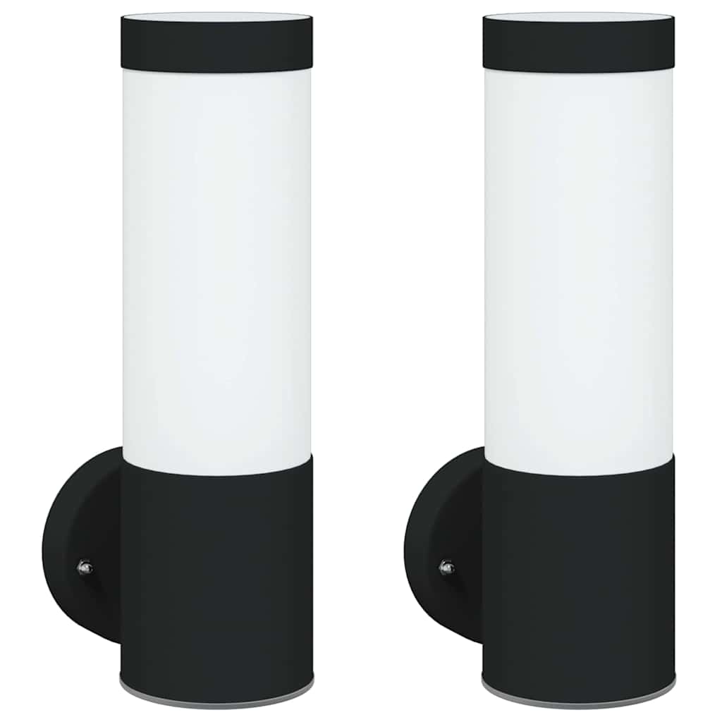 vidaXL Εξωτερικά Φωτιστικά Τοίχου 2 pcs Μαύρο 12 x 7.5 x 27 εκ