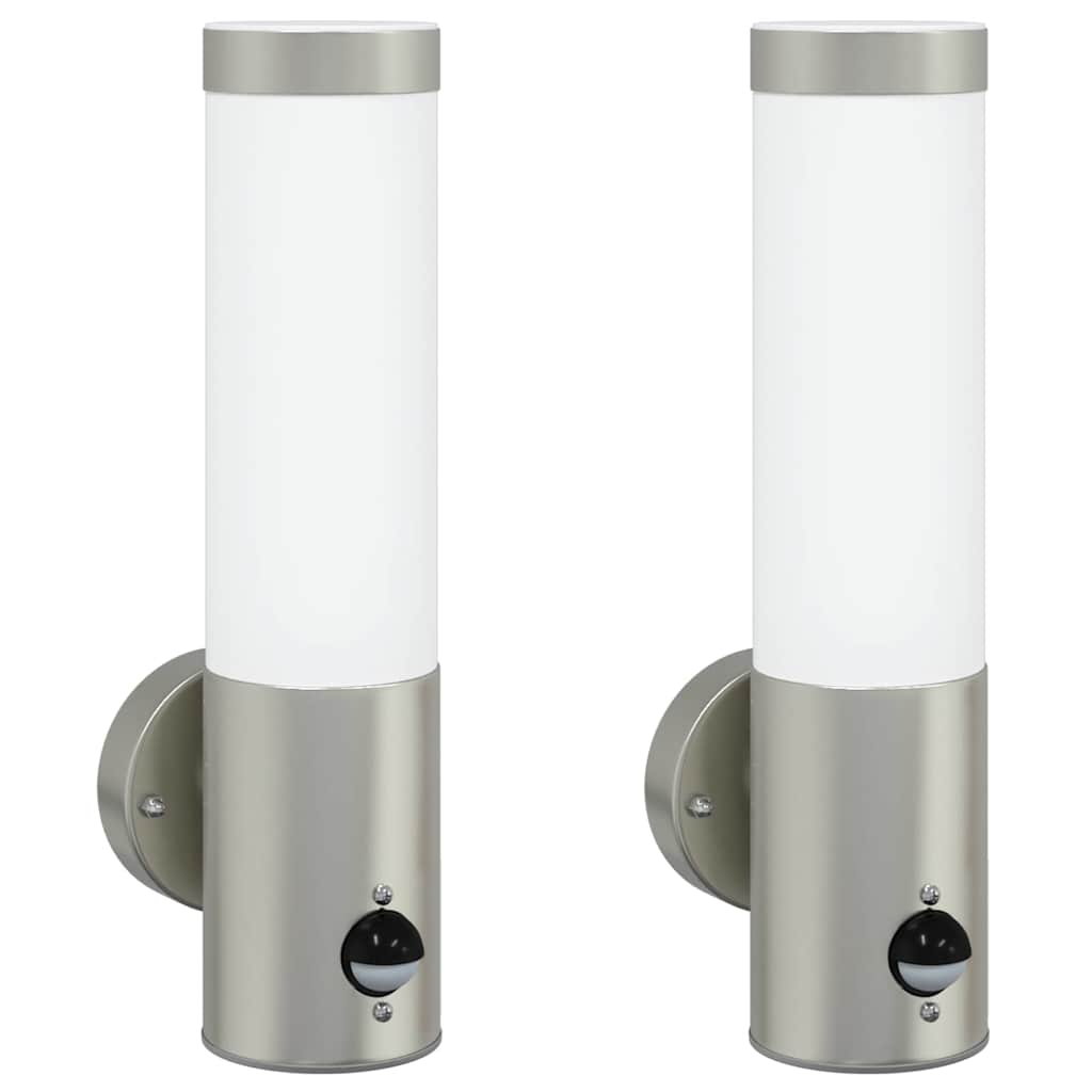 vidaXL Εξωτερικά Φωτιστικά Τοίχου 2 pcs Ασημί 12 x 7.5 x 29 εκ