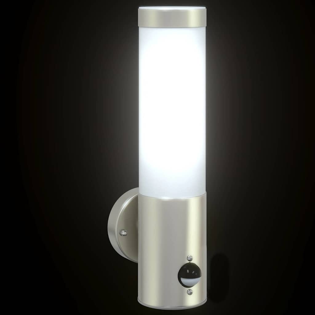 vidaXL Εξωτερικά Φωτιστικά Τοίχου 2 pcs Ασημί 12 x 7.5 x 29 εκ