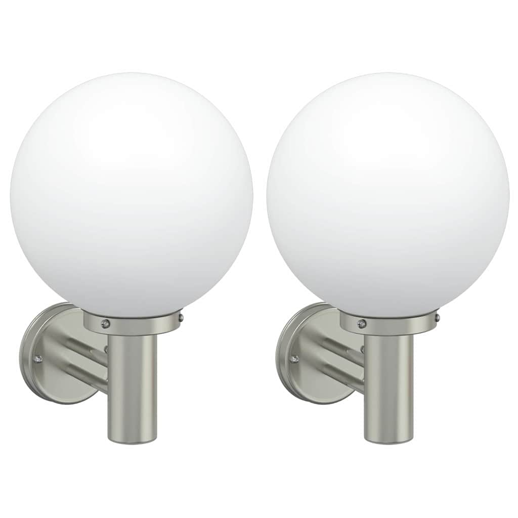 vidaXL Εξωτερικά Φωτιστικά Τοίχου 2 pcs Ασημί 28 x 25 x 38 εκ