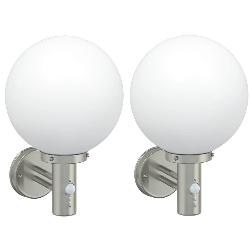 vidaXL Εξωτερικά Φωτιστικά Τοίχου 2 pcs Ασημί 28 x 25 x 38 εκ