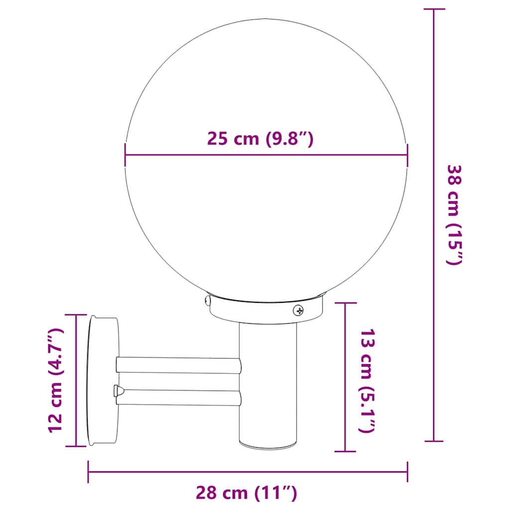 vidaXL Φωτιστικό Τοίχου Για Εξωτερικούς Χώρους Μαύρο 28 x 25 x 38 εκ