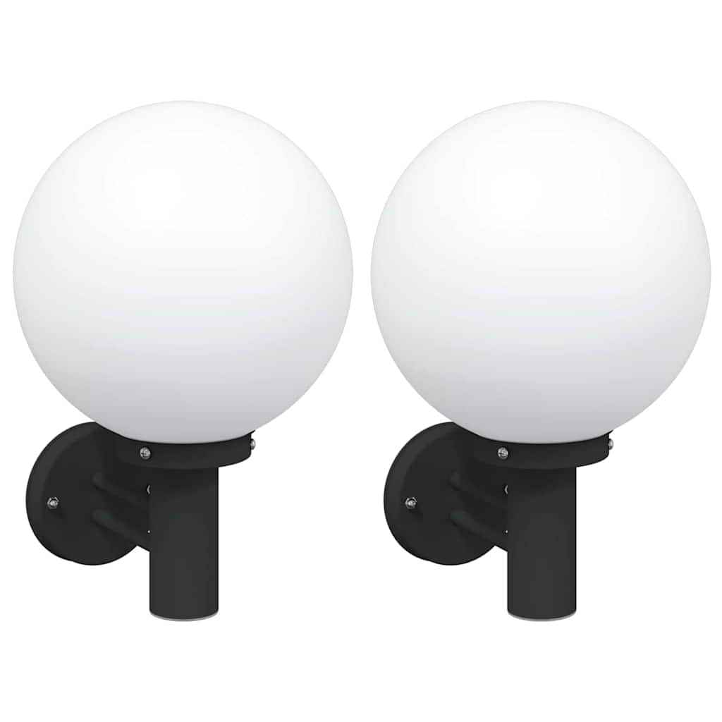 vidaXL Εξωτερικά Φωτιστικά Τοίχου 2 pcs Μαύρο 28 x 25 x 38 εκ