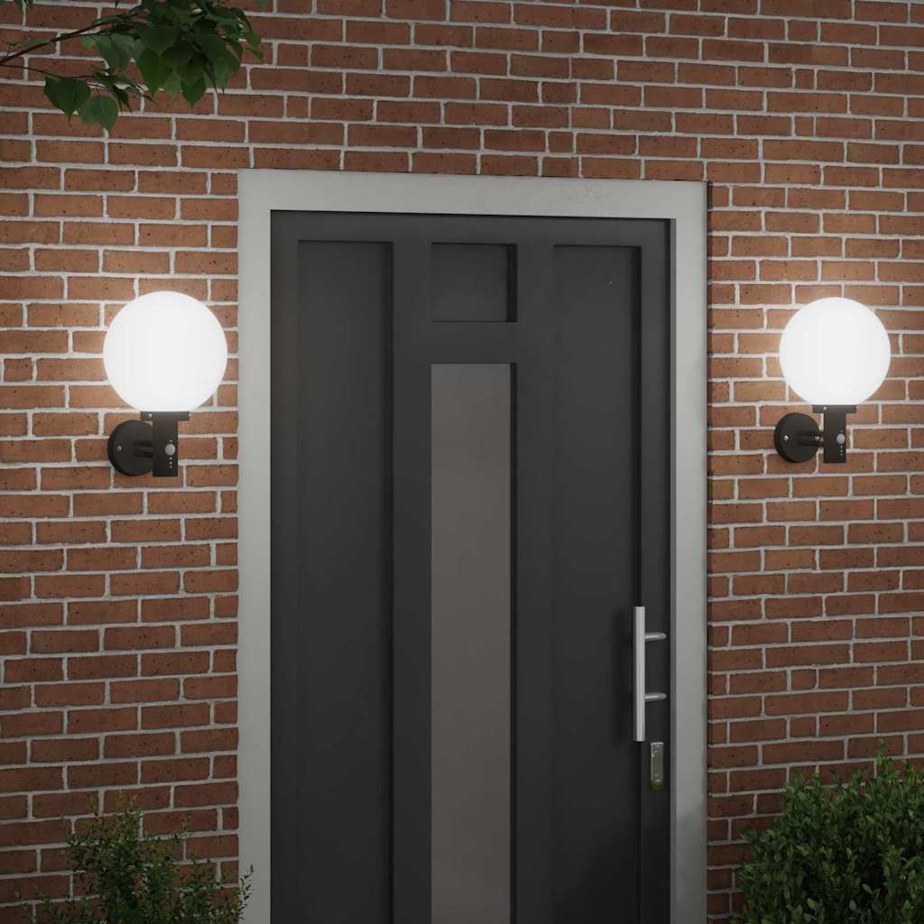 vidaXL Εξωτερικά Φωτιστικά Τοίχου 2 pcs Μαύρο 28 x 25 x 38 εκ