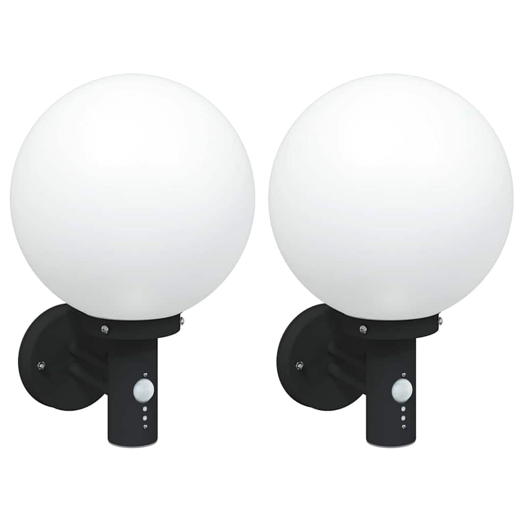 vidaXL Εξωτερικά Φωτιστικά Τοίχου 2 pcs Μαύρο 28 x 25 x 38 εκ