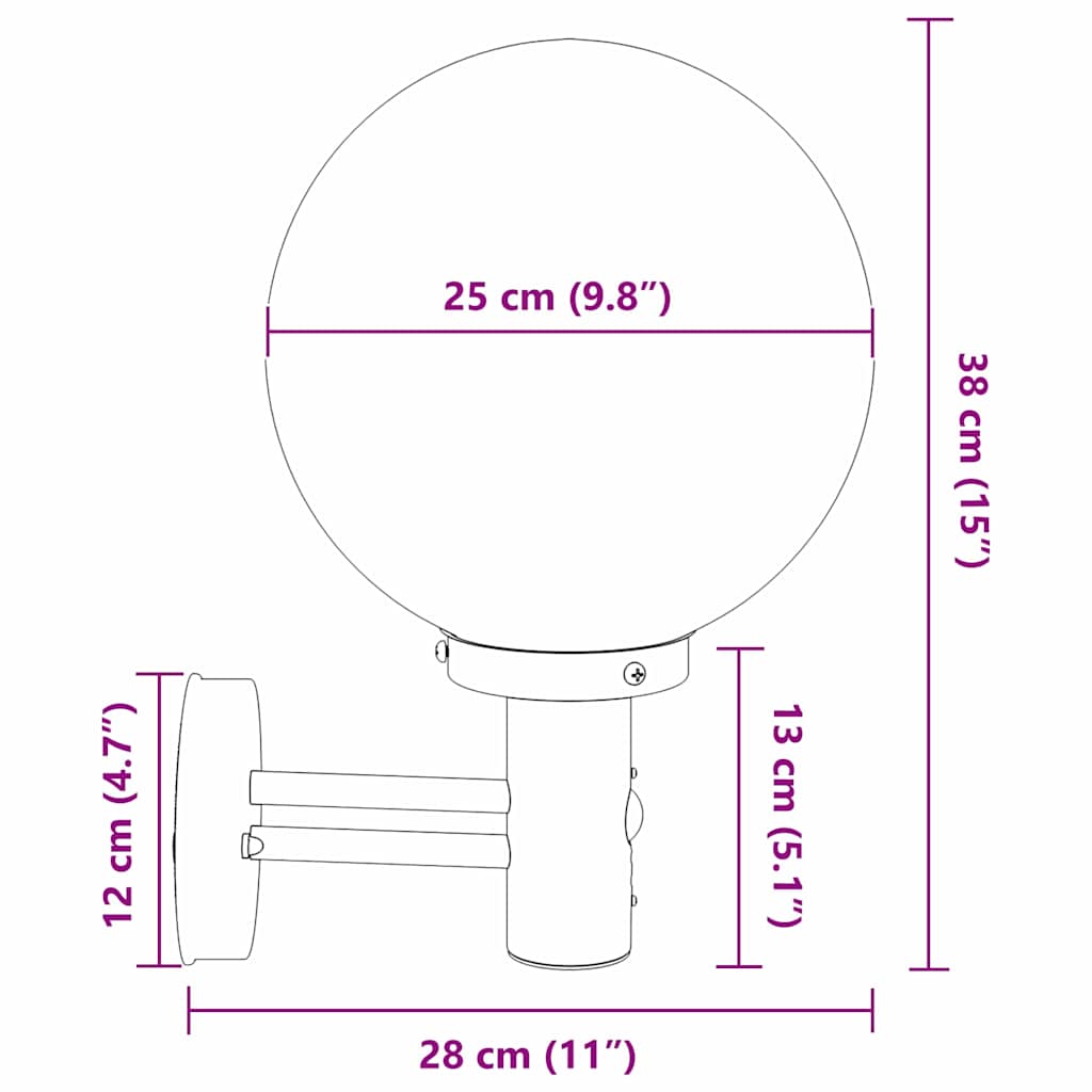vidaXL Εξωτερικά Φωτιστικά Τοίχου 2 pcs Μαύρο 28 x 25 x 38 εκ