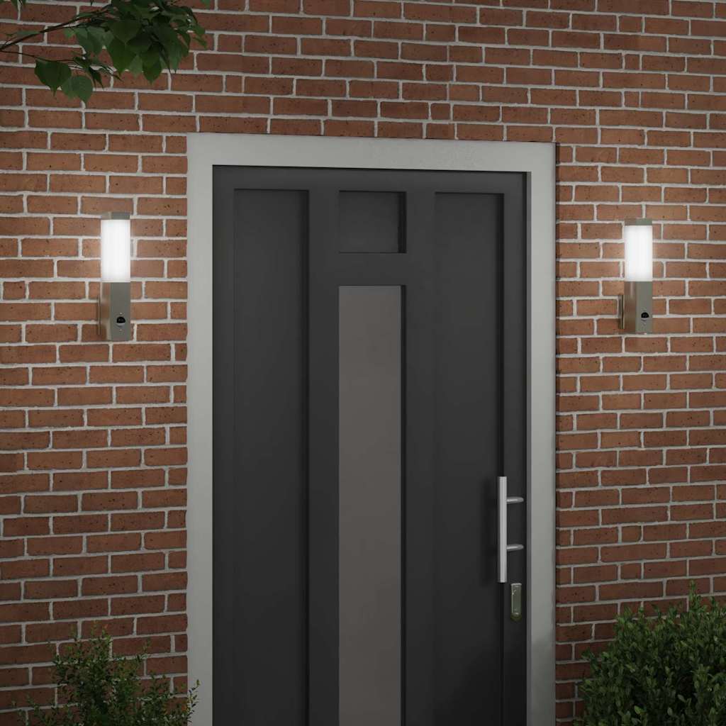 vidaXL Εξωτερικά Φωτιστικά Τοίχου 2 pcs Ασημί 10.5 x 6 x 35 εκ.