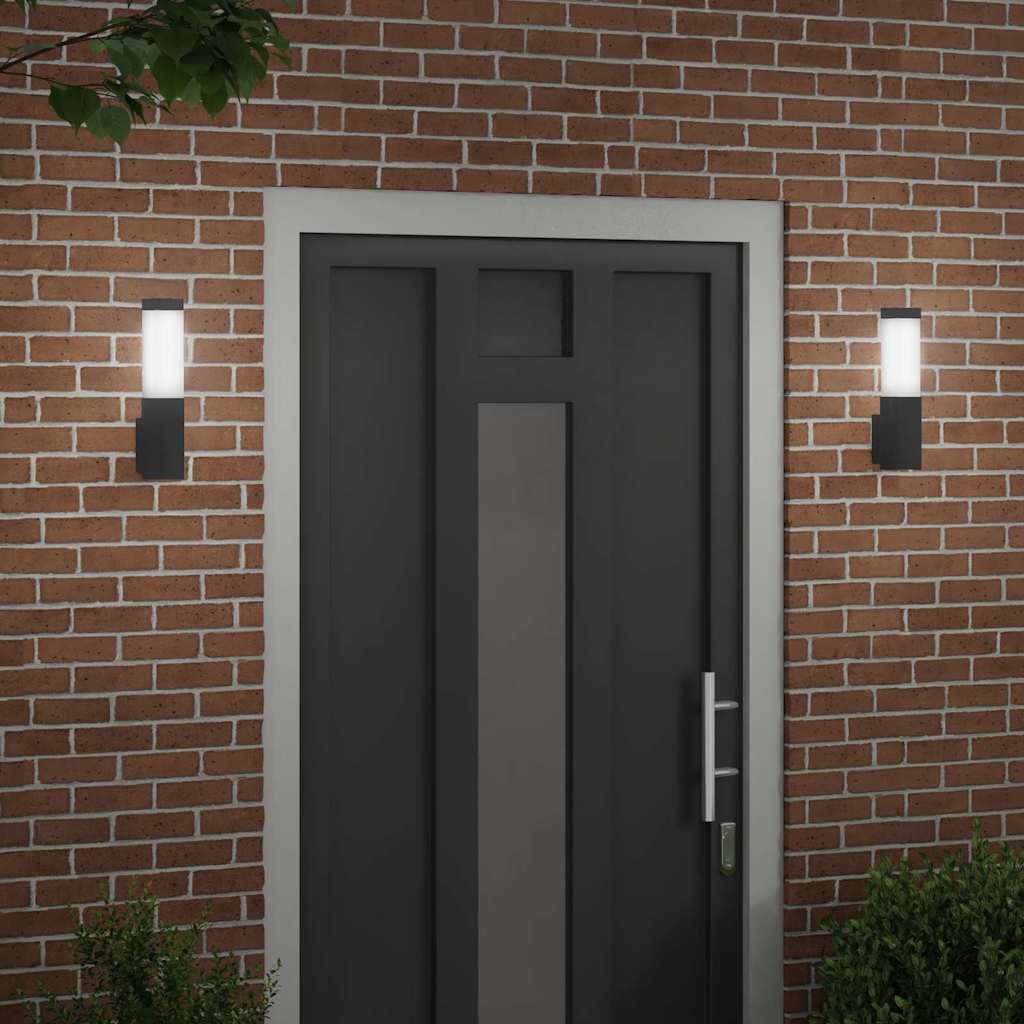 vidaXL Εξωτερικά Φωτιστικά Τοίχου 2 pcs Μαύρο 10.5 x 6 x 35 εκ.