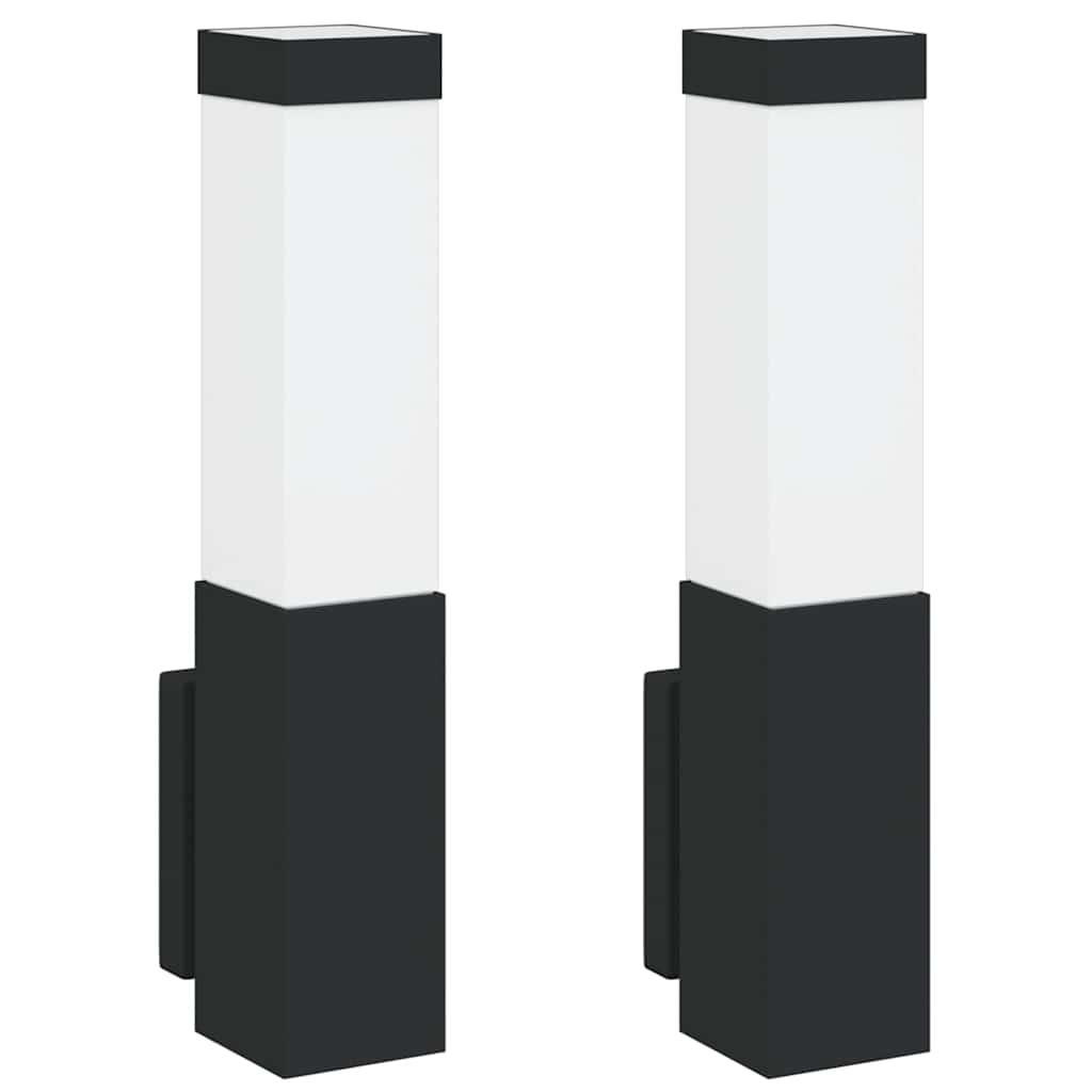 vidaXL Εξωτερικά Φωτιστικά Τοίχου 2 pcs Μαύρο 10.5 x 6 x 35 εκ.