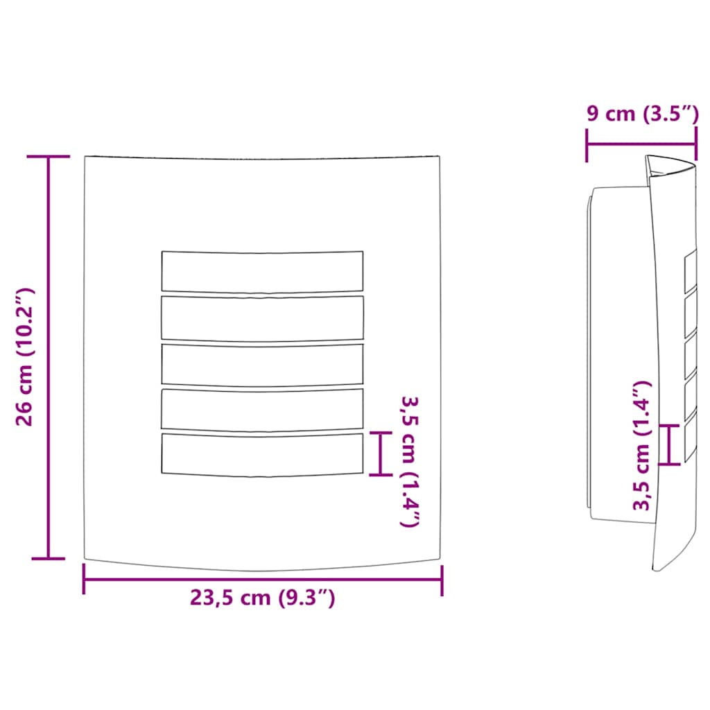 vidaXL Εξωτερικά Φωτιστικά Τοίχου 2 pcs Ασημί 23.5 x 10.5 x 26 εκ