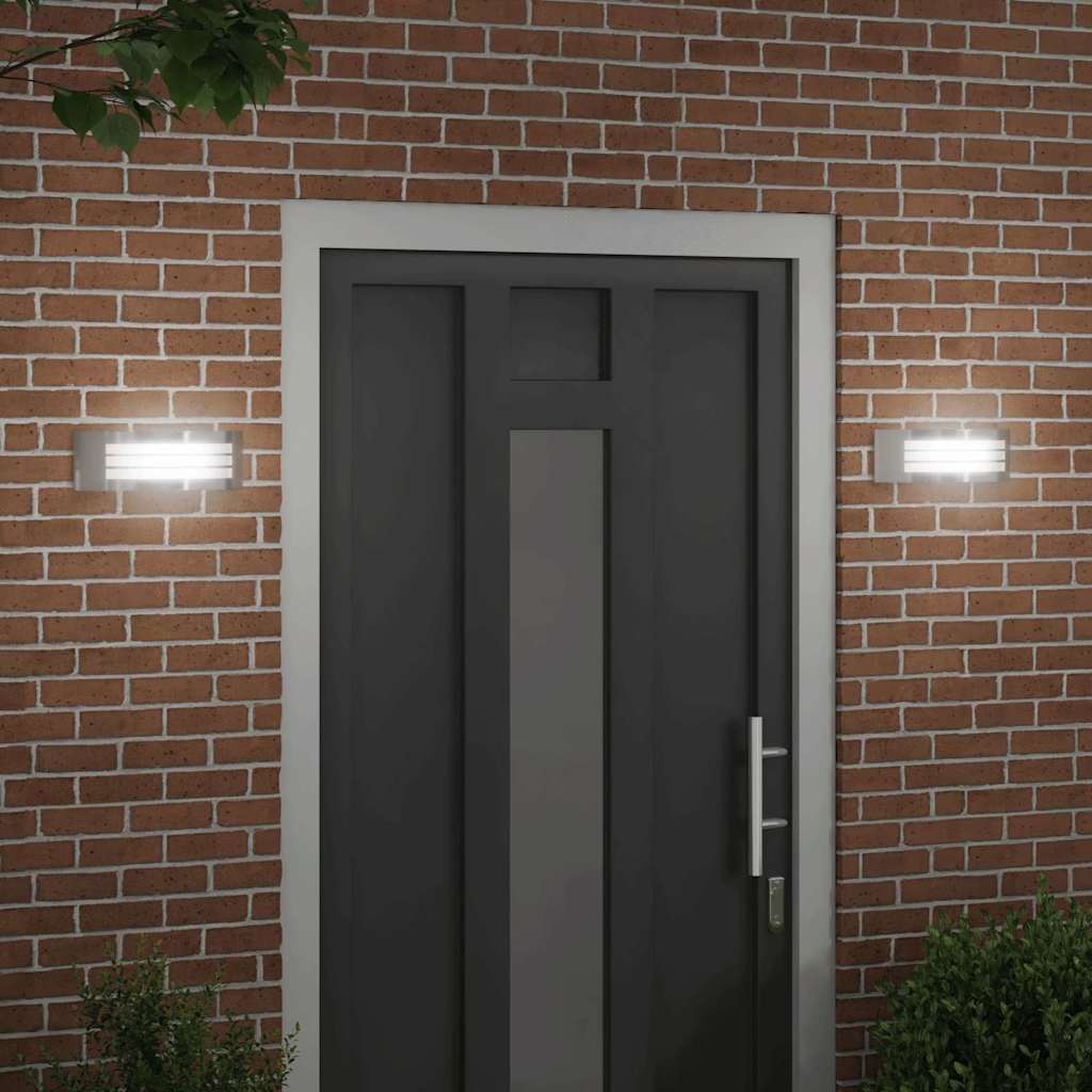 vidaXL Εξωτερικά Φωτιστικά Τοίχου 2 pcs Ασημί 32 x 10 x 10 εκ