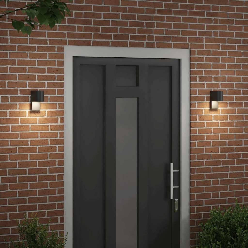 vidaXL Εξωτερικά Φωτιστικά Τοίχου 2 pcs Μαύρο 12 x 7 x 15 εκ.