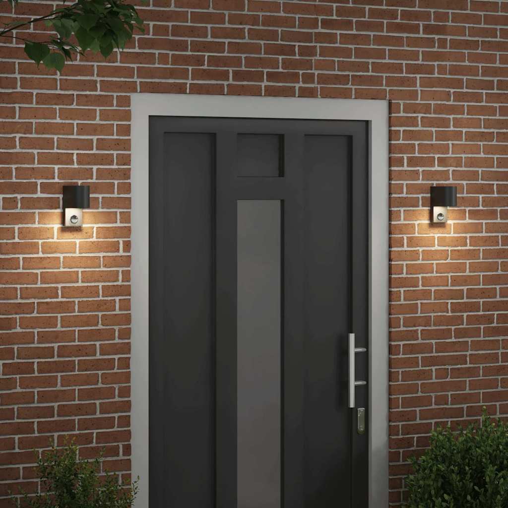 vidaXL Εξωτερικά Φωτιστικά Τοίχου 2 pcs Μαύρο 12 x 7 x 15 εκ.