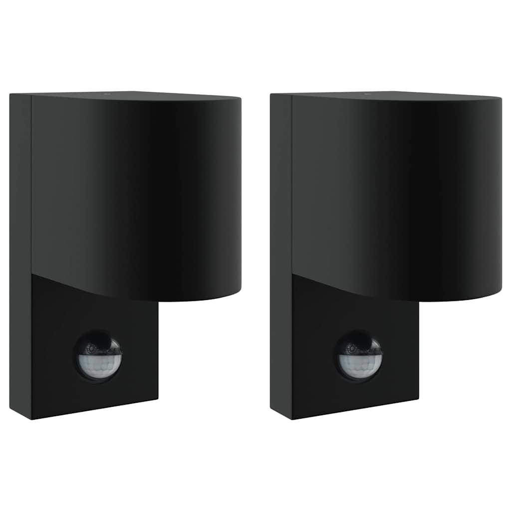 vidaXL Εξωτερικά Φωτιστικά Τοίχου 2 pcs Μαύρο 12 x 7 x 15 εκ.