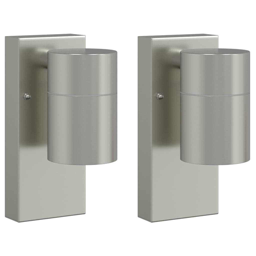 vidaXL Εξωτερικά Φωτιστικά Τοίχου 2 pcs Ασημί 6.5 x 10.5 x 16 εκ.