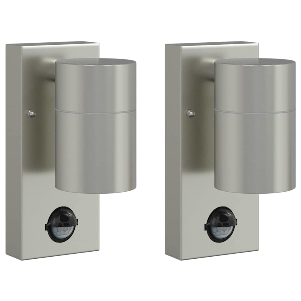 vidaXL Εξωτερικά Φωτιστικά Τοίχου 2 pcs Ασημί 6.5 x 10.5 x 16 εκ.