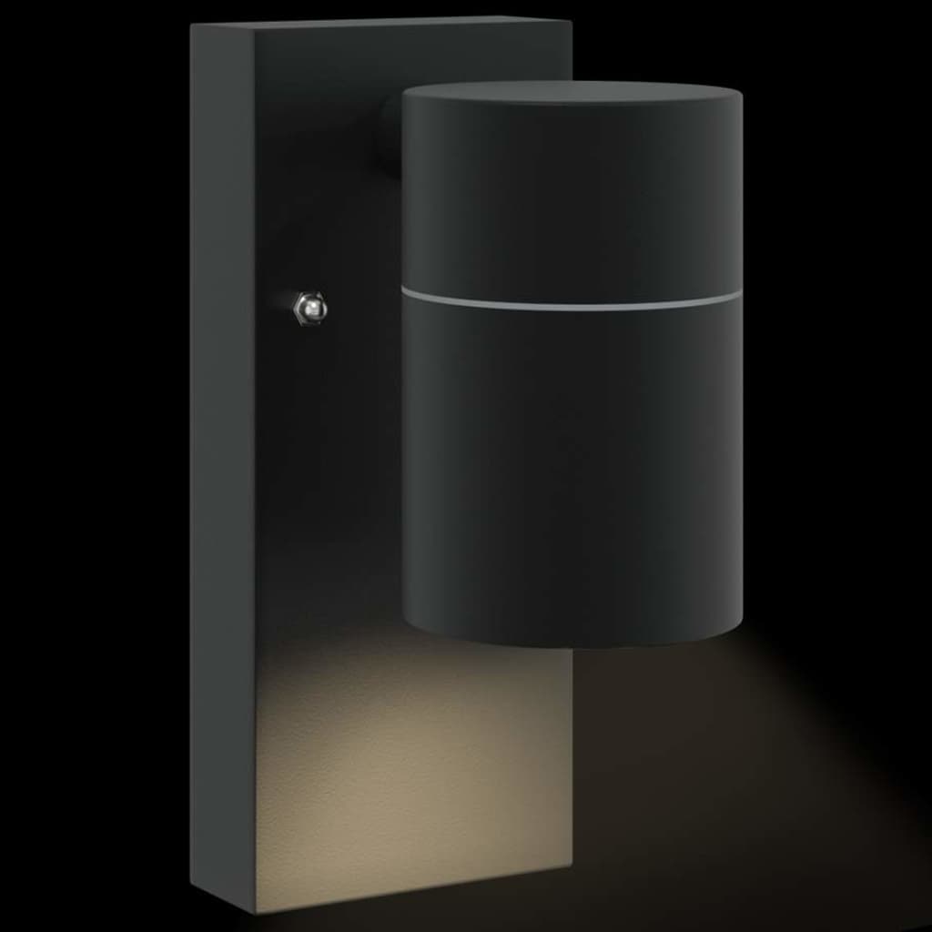vidaXL Εξωτερικά Φωτιστικά Τοίχου 2 pcs Μαύρο 6.5 x 10.5 x 16 εκ.