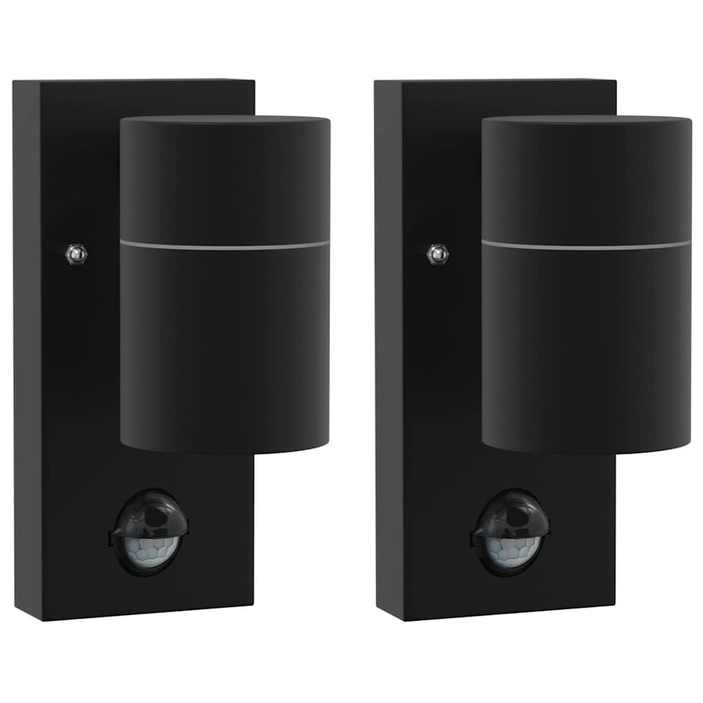 vidaXL Εξωτερικά Φωτιστικά Τοίχου 2 pcs Μαύρο 6.5 x 10.5 x 16 εκ.
