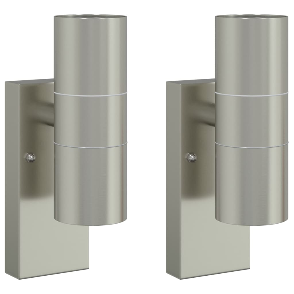 vidaXL Εξωτερικά Φωτιστικά Τοίχου 2 pcs Ασημί 7 x 10 x 22 εκ