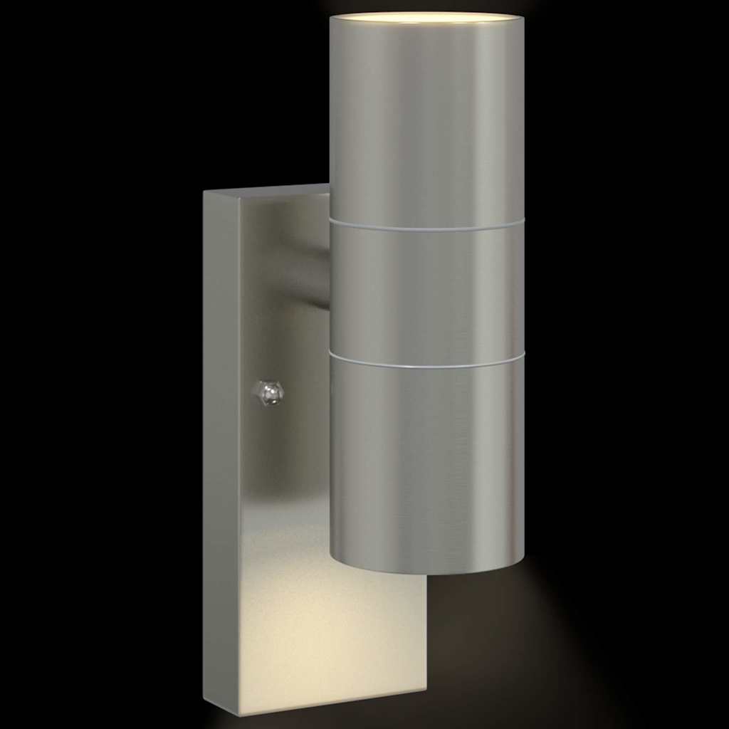 vidaXL Εξωτερικά Φωτιστικά Τοίχου 2 pcs Ασημί 7 x 10 x 22 εκ