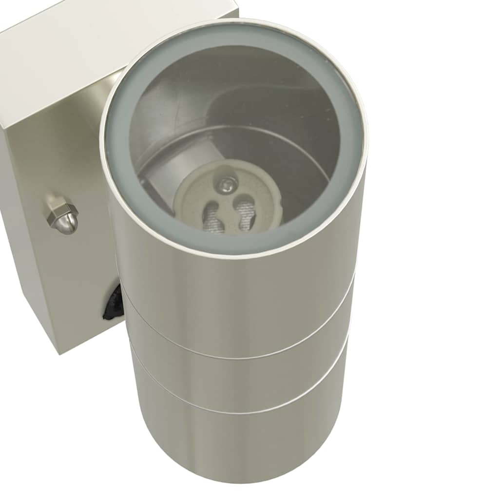 vidaXL Εξωτερικά Φωτιστικά Τοίχου 2 pcs Ασημί 7 x 10 x 22 εκ