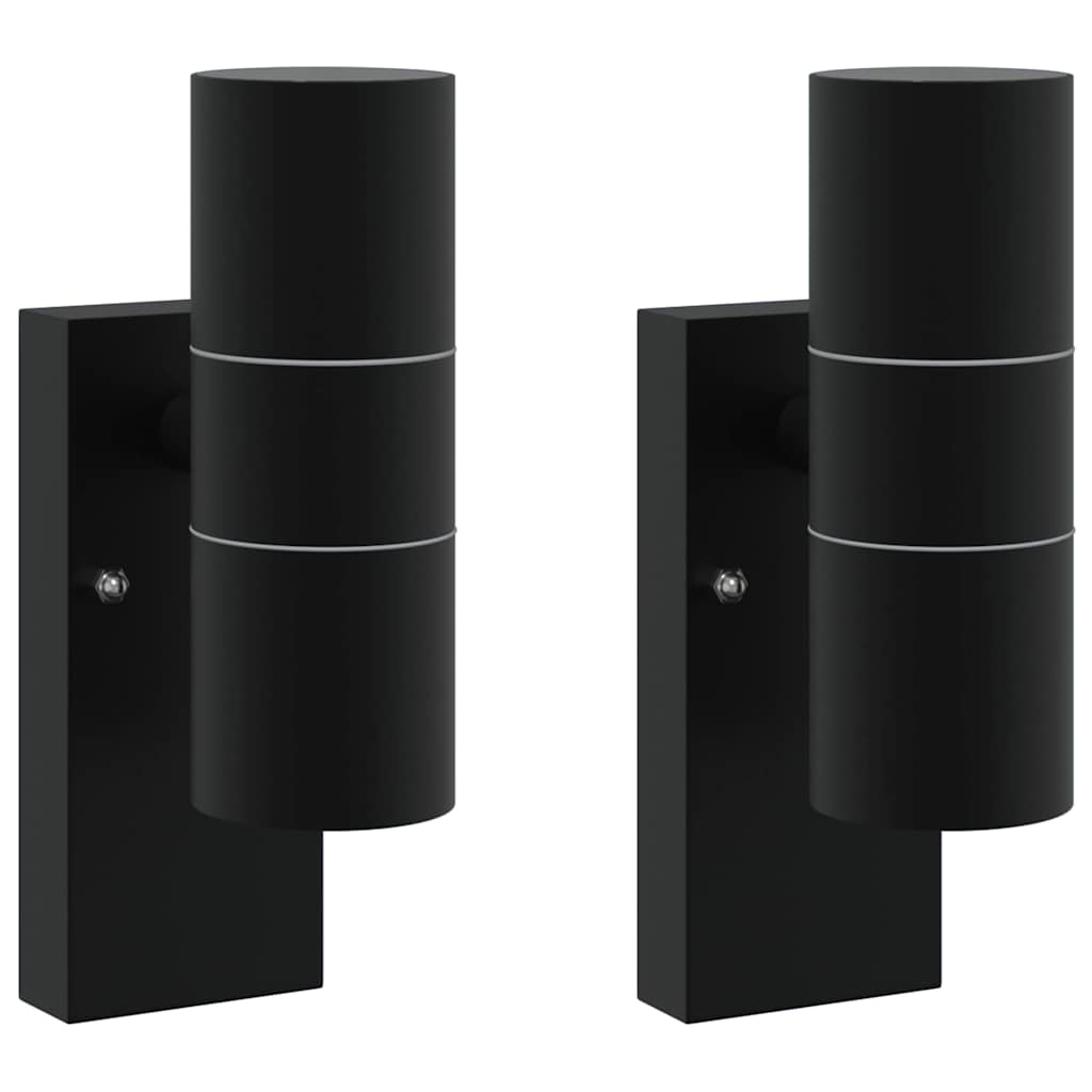 vidaXL Εξωτερικά Φωτιστικά Τοίχου 2 pcs Μαύρο 7 x 10 x 22 εκ