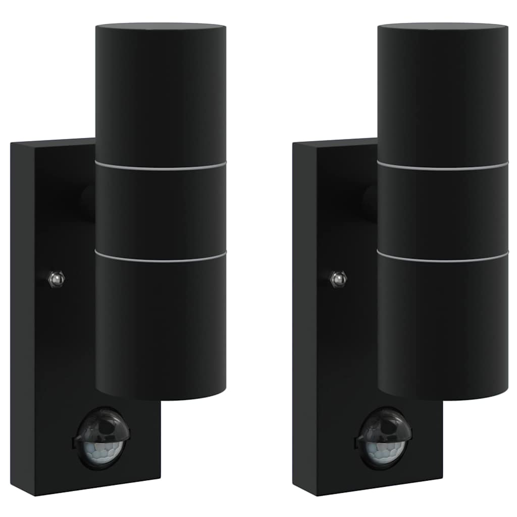 vidaXL Εξωτερικά Φωτιστικά Τοίχου 2 pcs Μαύρο 7 x 10 x 22 εκ