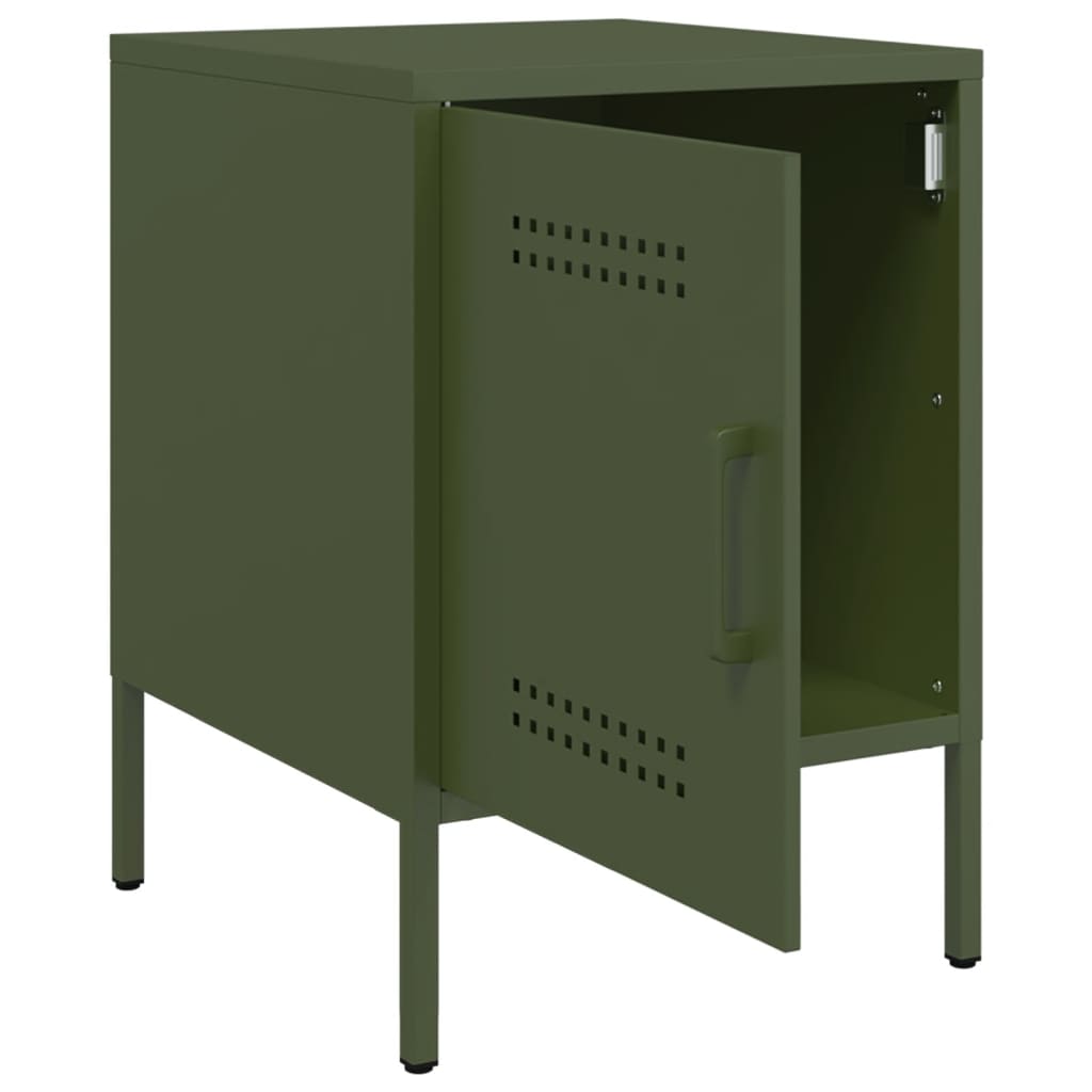 vidaXL Κομοδίνο Πράσινο Λαδί 36x39x50,5 εκ. από Χάλυβα