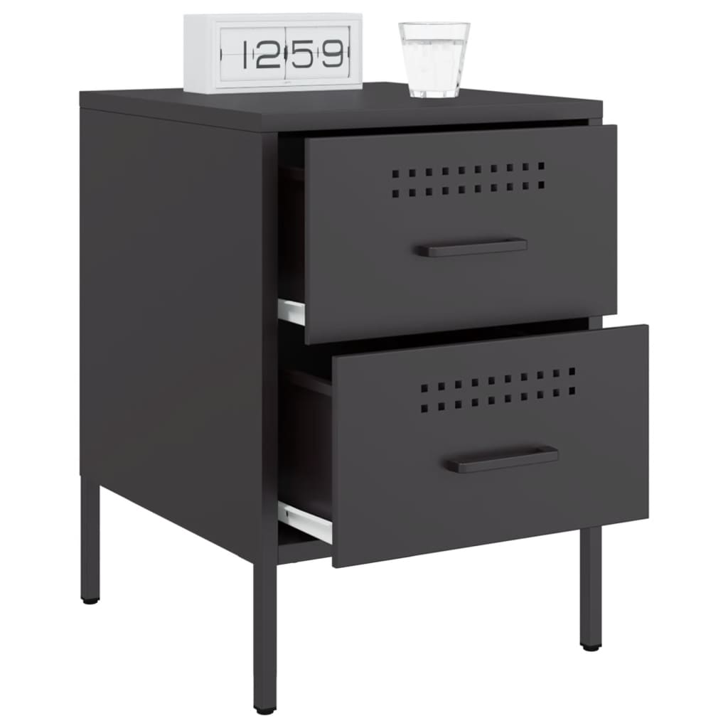 vidaXL Κομοδίνα 2 τεμ. Μαύρα 36x39x50,5 εκ. Χάλυβα