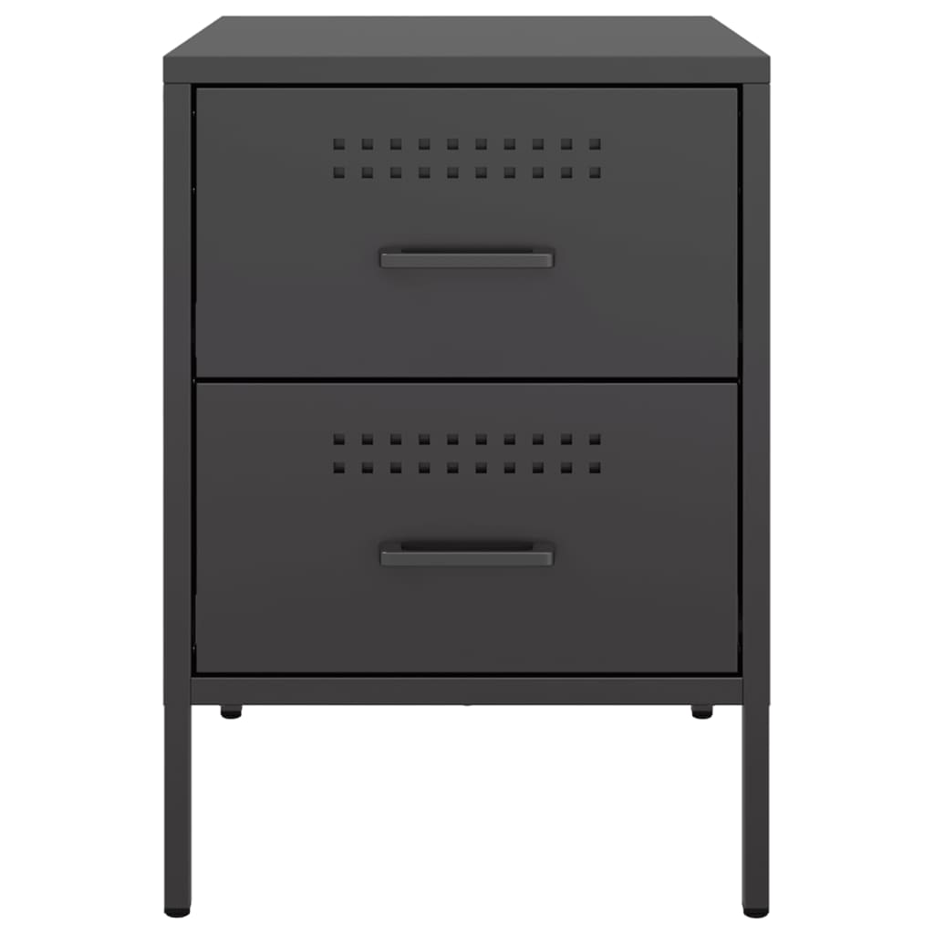 vidaXL Κομοδίνα 2 τεμ. Μαύρα 36x39x50,5 εκ. Χάλυβα