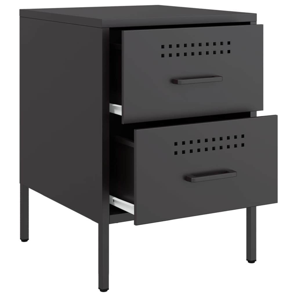 vidaXL Κομοδίνα 2 τεμ. Μαύρα 36x39x50,5 εκ. Χάλυβα