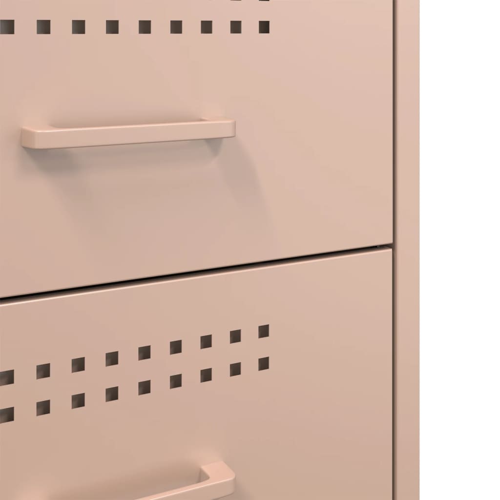 vidaXL Κομοδίνα 2 τεμ. Ροζ 36x39x50,5 εκ. από Χάλυβα