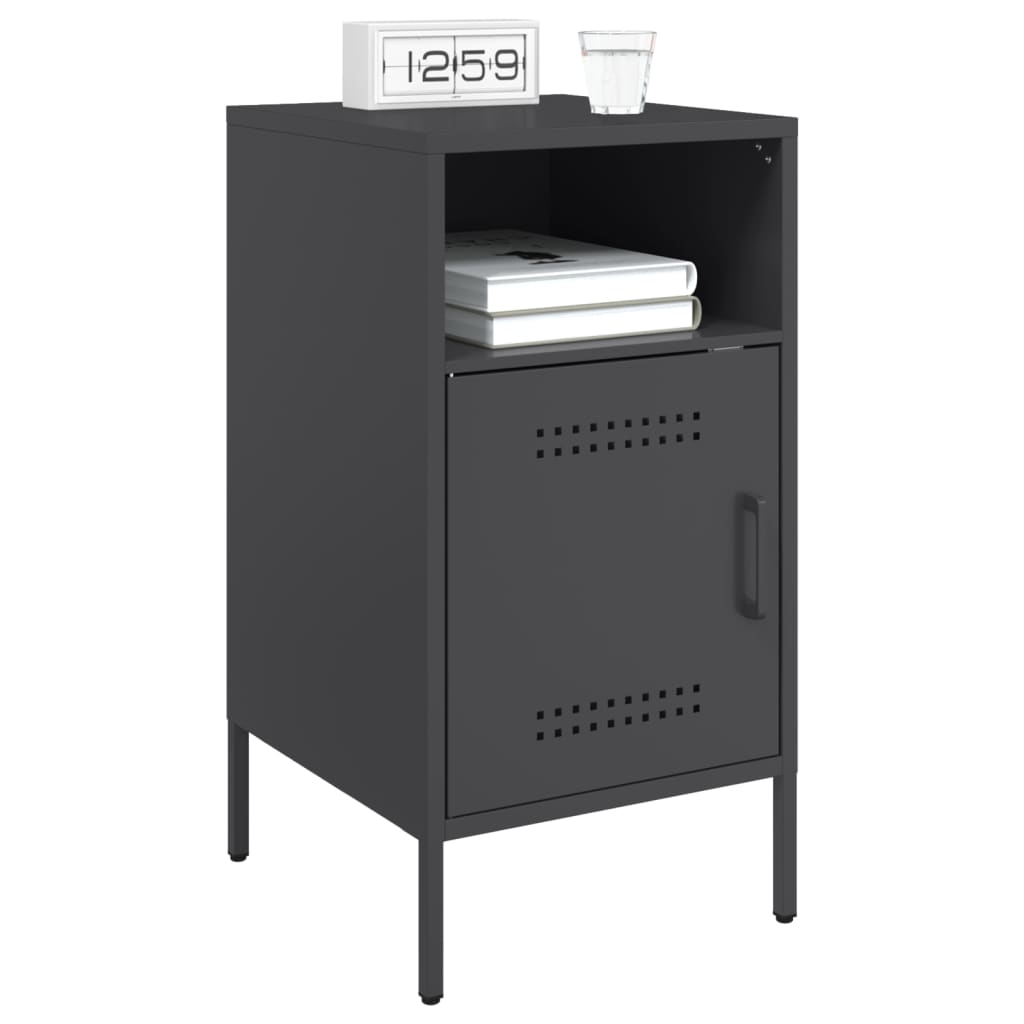 vidaXL Κομοδίνο Μαύρο 36x39x68 εκ. από Χάλυβα