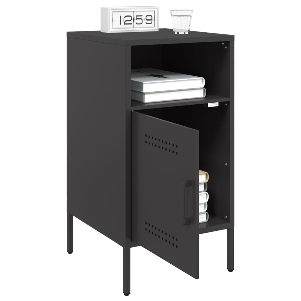 vidaXL Κομοδίνο Μαύρο 36x39x68 εκ. από Χάλυβα