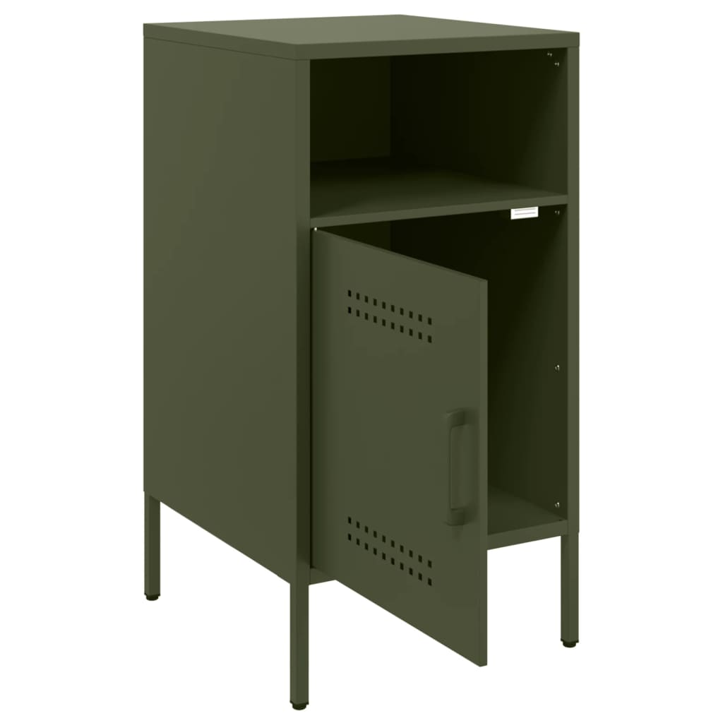 vidaXL Κομοδίνο Πράσινο Λαδί 36x39x68 εκ. από Χάλυβα