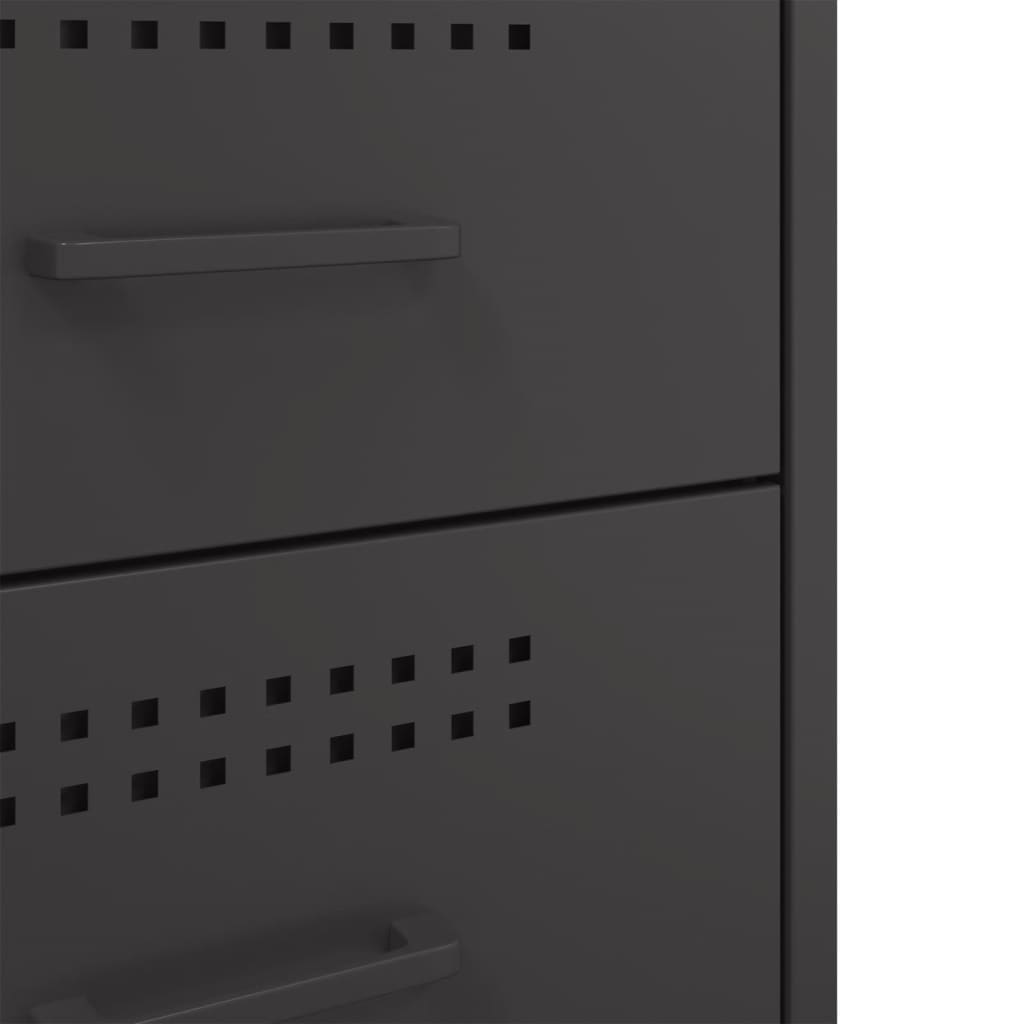 vidaXL Κομοδίνα 2 τεμ. Μαύρα 36x39x68 εκ. από Χάλυβα
