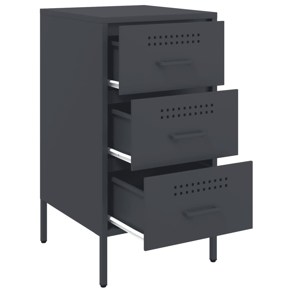 vidaXL Κομοδίνο Ανθρακί 36x39x68 εκ. από Χάλυβα