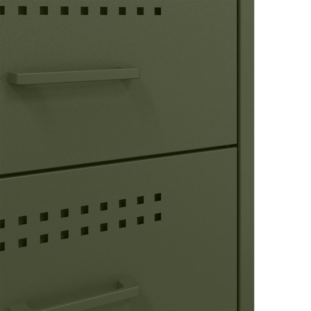 vidaXL Κομοδίνα 2 τεμ. Πράσινο Λαδί 36x39x68 εκ. από Χάλυβα
