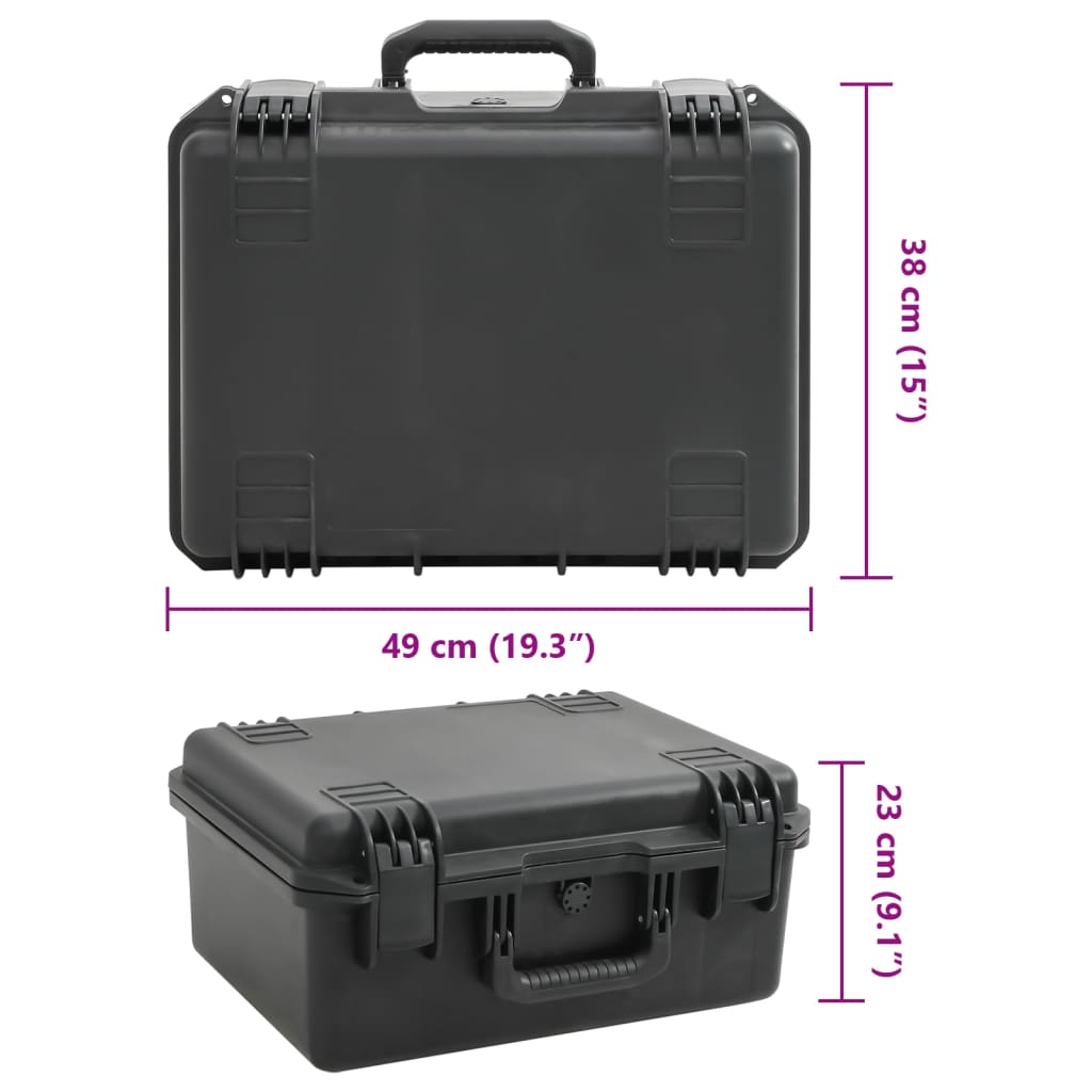 vidaXL Θήκη Πτήσης Φορητή Μαύρη 49x38x23 εκ. από Πολυπροπυλένιο