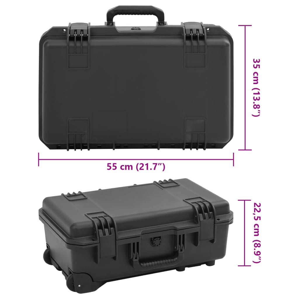 vidaXL Θήκη Πτήσης Φορητή Μαύρη 55x35x22,5 εκ. από Πολυπροπυλένιο