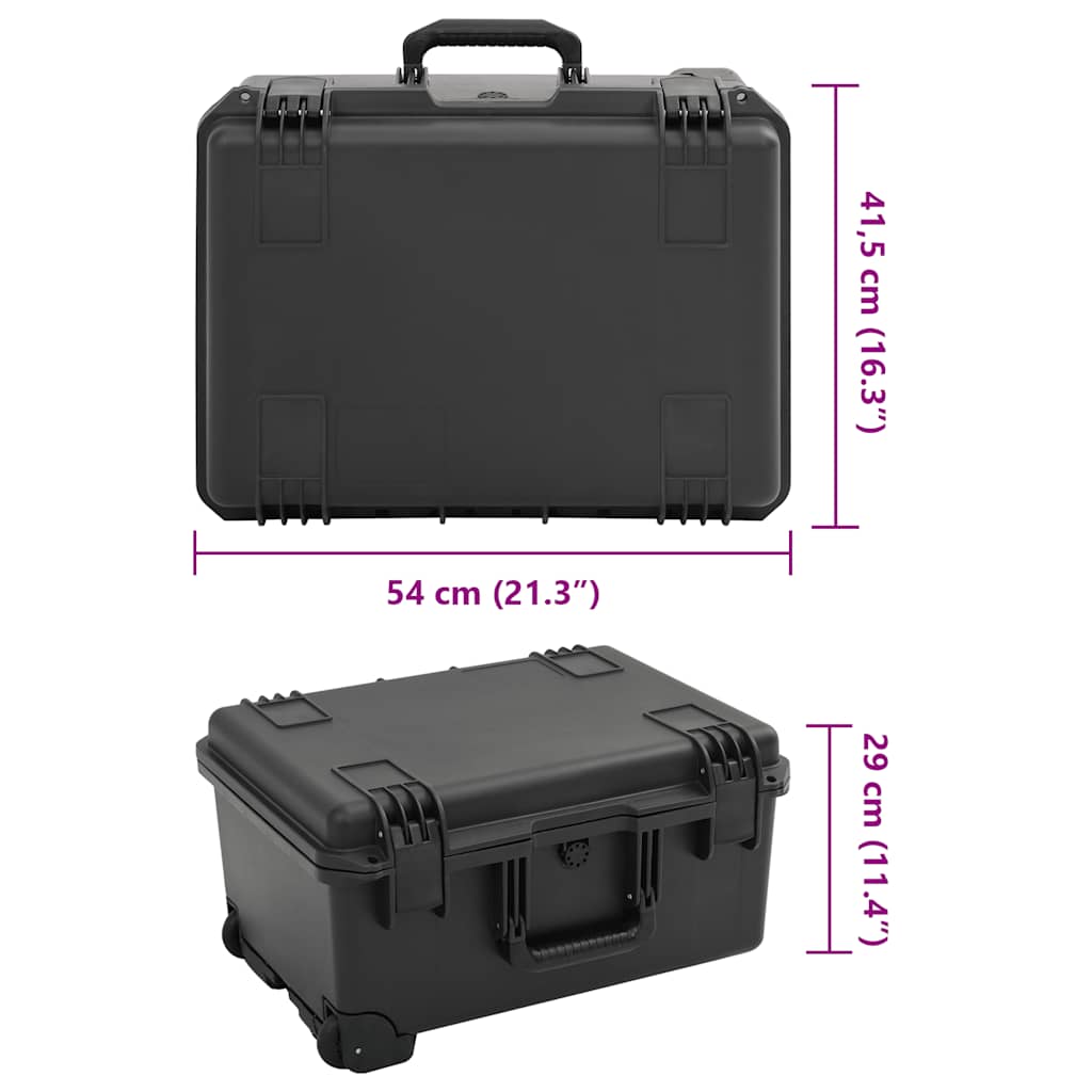 vidaXL Θήκη Πτήσης Φορητή Μαύρη 54x41,5x29 εκ. από Πολυπροπυλένιο