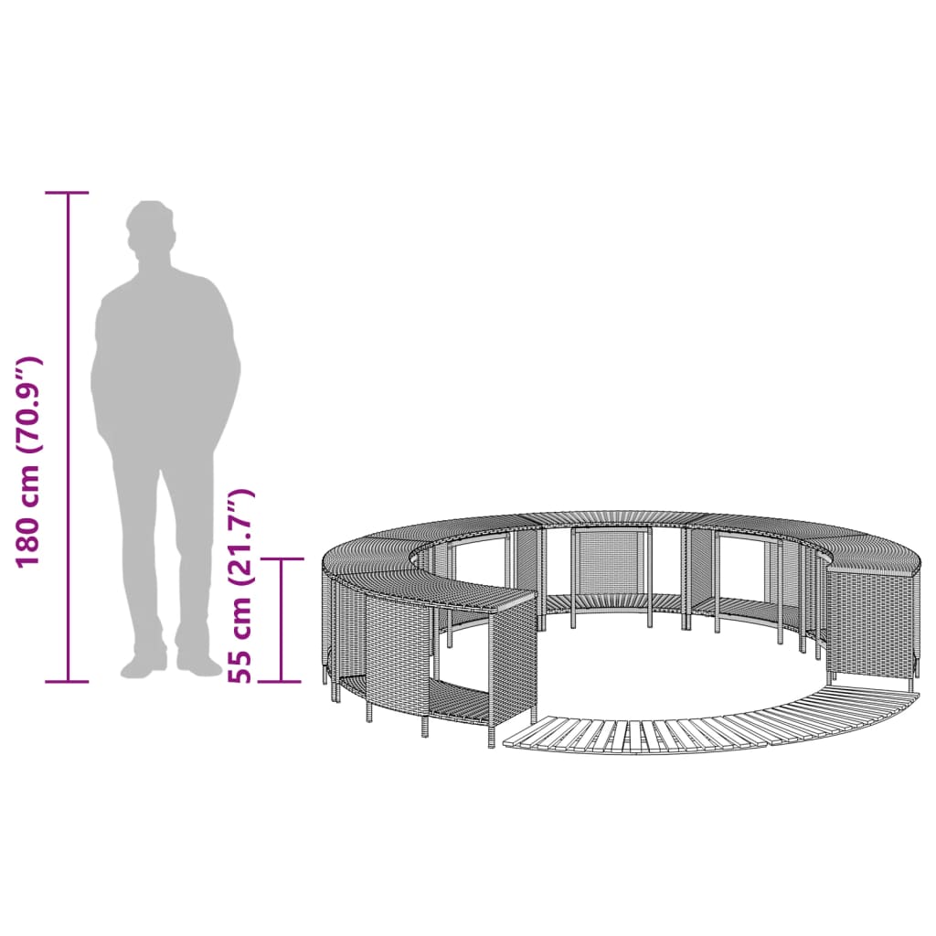 vidaXL Πλαίσιο Τζακούζι Γκρι από Συνθετικό Ρατάν + Μασίφ Ξύλο Ακακίας