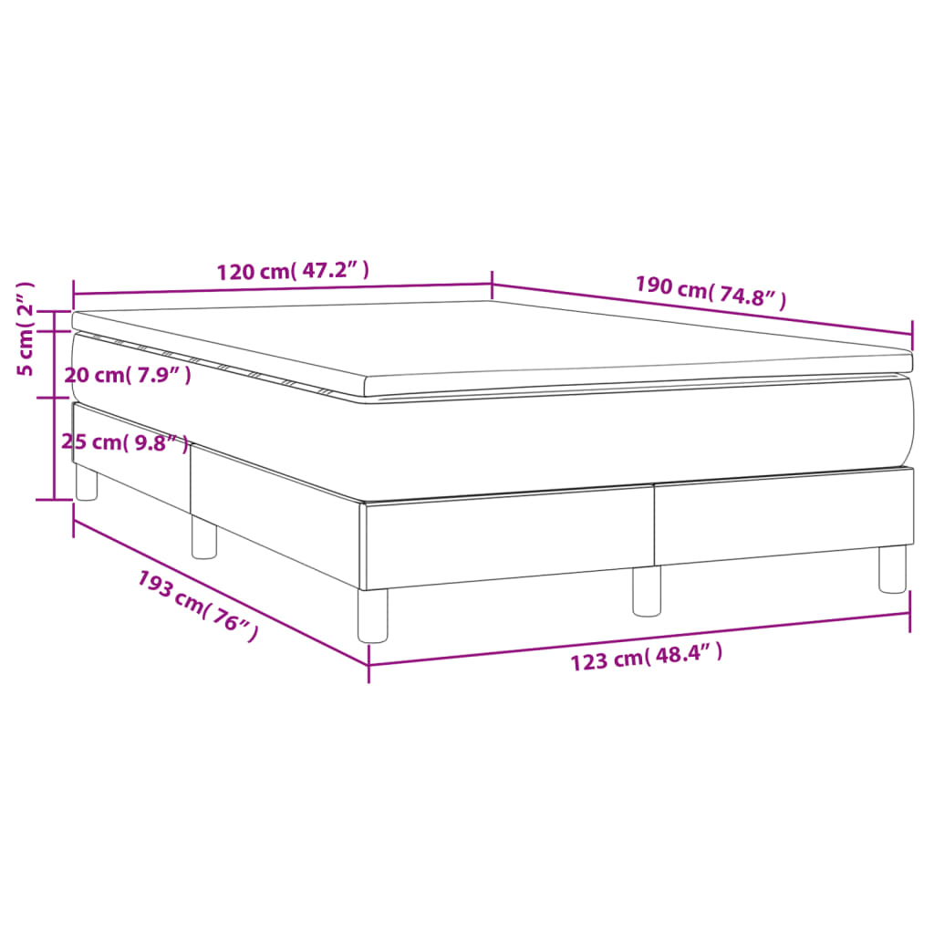 vidaXL Κρεβάτι Boxspring με Στρώμα Γκρι 120x190εκ. από Συνθετικό Δέρμα