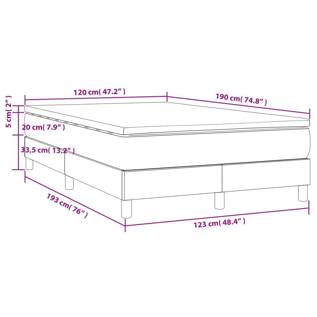 vidaXL Κρεβάτι Boxspring με Στρώμα Καπουτσίνο 120x190εκ.από Συνθ.Δέρμα