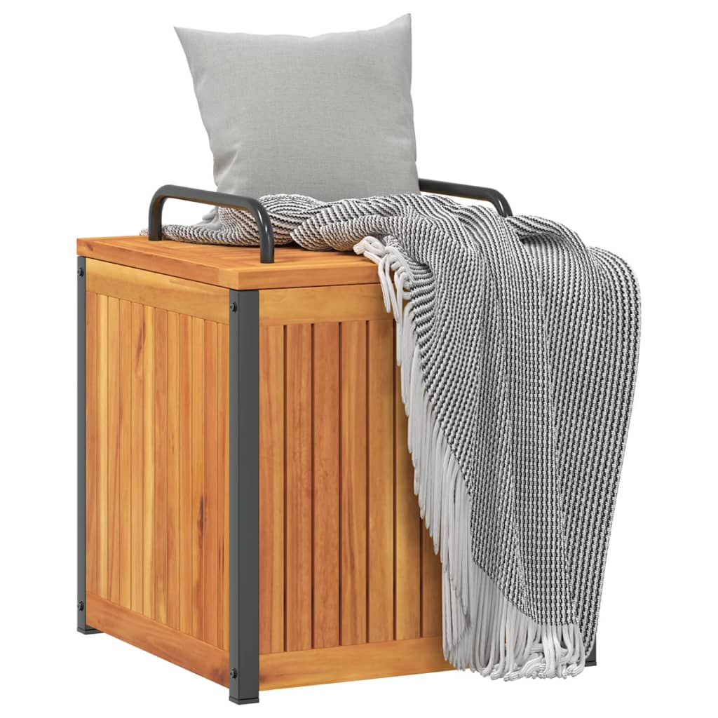 vidaXL Κουτί Μαξιλαριών Εξ. Χώρου 45x45x45/53 εκ. Μασίφ Ακακία/Ατσάλι